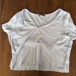 SHEIN Light Gray Ribbed Crop Top